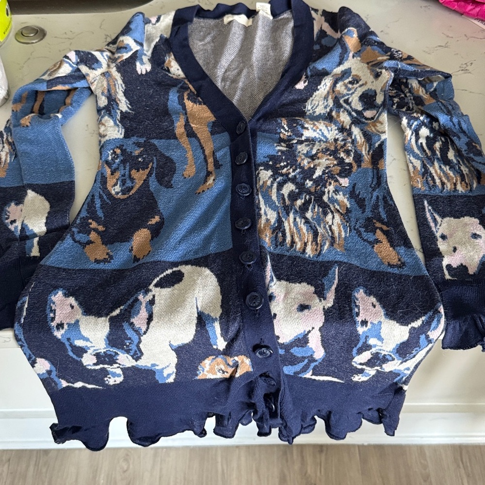Anthropologie sleeping on snow dog cardigan